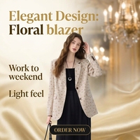 Blazer pour femme à imprimé floral vintage, col à revers, manches longues, coupe ample, veste décontractée pour femme