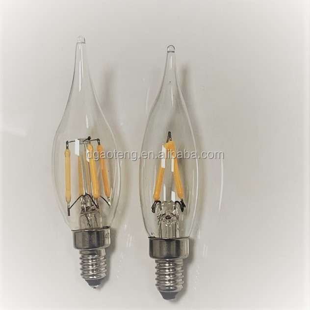 C22 E10s Candle LED Filament Bulb 230V 1W 2700K Warm White Light for Indoor Candlesticks, Ceiling Light Decorations