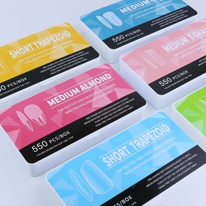 Venta al por mayor de fábrica: Caja de 550 puntas de uñas de gel suave, multiforma, pre-buffeadas y sin costuras, 11 tamaños para suministros de manicura. - Product Image 4