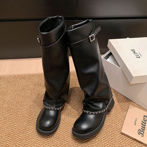 עיצוב רטרו פשוט, מגפי פלטפורמה איטלקיים בעבודת יד, מעור מלא, מגפיים גבוהים עד הברך, נוחים ומוסמנים, לשימוש יומיומי - Product Image 5