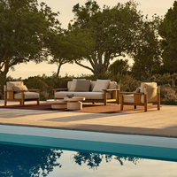 Ensemble de table basse en béton moderne, durable et imperméable pour l'extérieur, avec table d'appoint, design minimaliste pour salon, patio et jardin