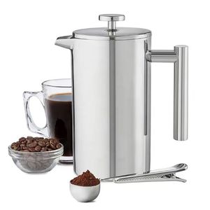 <span class=keywords><strong>Cafetière</strong></span> <span class=keywords><strong>à</strong></span> piston en acier inoxydable <span class=keywords><strong>à</strong></span> double paroi isolée <span class=keywords><strong>avec</strong></span> logo personnalisé - Product Image 1