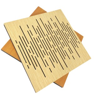 Acoustic Panel 500x500x54 Mm Wood Veneer Perforated Sound Absorbing Board For KTV Conference Room - Product Image 1