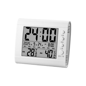 Thermomètre hygromètre numérique d'intérieur avec affichage de l'heure, de la date et alarme, écran lumineux pour usage domestique - Product Image 2