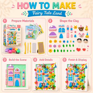 3D Photo Frame Clay Painting DIY Kit <b>for</b> <b>Kids</b>, Fairy Tale Land Air Dry Clay Art Set with 12 Colors, Wholesale OEM ASTM EN71 - Product Image 4