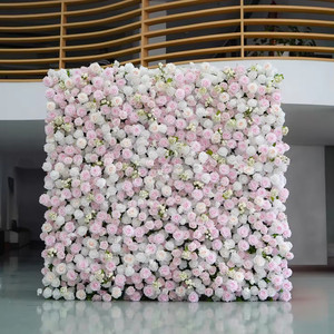 Mur de bienvenue rose 5D écologique en gros, arrangement de fleurs artificielles de 2,4x2,4m pour mariage, inscription, événement de <span class=keywords><strong>jardin</strong></span> - Product Image 5