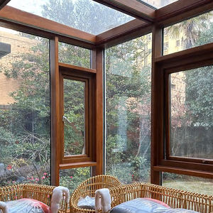 <span class=keywords><strong>Solarium</strong></span> Sun Room Maison en verre préfabriquée en bois Conservatoire Jardin Chambre arrière Véranda Mur-rideau Design pour la maison - Product Image 2