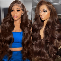 Perruque de luxe en cheveux humains naturels de grade 10A, ondulée, couleur naturelle, avec dentelle frontale, douce, soyeuse, épaisse et réaliste, idéale pour un usage quotidien