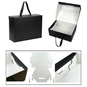 Scatola di Imballaggio Lipack in Cartone Ondulato Nero Bianco Kraft Rosa per Scarpe e Vestiti con Manico a Nastro - Product Image 3