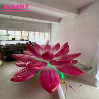 Éclairage LED en forme de fleurs de lotus gonflables roses, fleur de lotus gonflable pour événement
