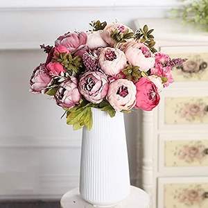 Bouquet de 13 têtes de pivoines artificielles en soie pour mur de mariage - Product Image 3