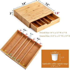 Four Directions Bamboo <b>Coffee</b> <b>Pod</b> Storage <b>Drawer</b> Desktop Organizer With Pull Out Design <b>For</b> Tea Bags And <b>Coffee</b> Capsules - Product Image 3