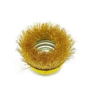 65-150mm OEM brass wire grinder brush yellow plastic brass wire rotary cup brush