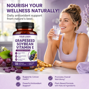 Capsules de vitamine E antioxydante biologique à haute teneur en protéines pour adultes, 180 unités, naturelles, sans gluten, en poudre de cellulose, avec du magnésium - Product Image 2