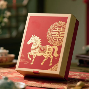 Red Horse Pattern Gift <b>Box</b> Wedding Favors Printable Paper Packaging Customized Decorative <b>Book</b> Style <b>Box</b> - Product Image 1