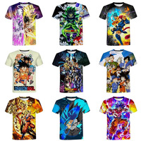 T-shirt à manches courtes en tricot pour homme, imprimé numérique 3D, Dragon Goku Anime japonais, 180g polyester/coton, livraison gratuite