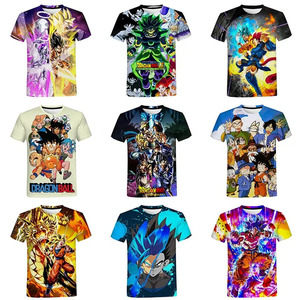 T-shirt a maniche corte da uomo in maglia 180g poliestere/cotone con stampa digitale 3D <span class=keywords><strong>anime</strong></span> giapponese Dragon Goku, spedizione gratuita - Product Image 1
