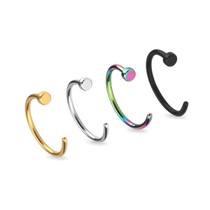 2017 แหวนจมูกแบบใหม่ของอินเดีย 4 ชิ้น/เซ็ต สีทอง สีเงิน สีดำ สีสันสดใส ป้องกันการแพ้ - Product Image 4