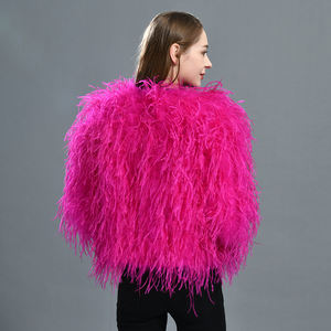 Veste en vraie fourrure de plumes pour filles, manteau en plumes d'autruche véritable, sexy et doux, pour femmes, de luxe, d'hiver, personnalisé de haute qualité, en gros - Product Image 3