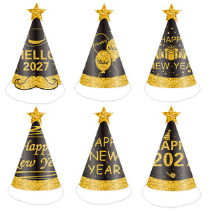 Gorros <span class=keywords><strong>de</strong></span> Fiesta <span class=keywords><strong>de</strong></span> <span class=keywords><strong>Año</strong></span> <span class=keywords><strong>Nuevo</strong></span> Negros y Dorados Premium, Juego <span class=keywords><strong>de</strong></span> Gorros Cónicos con Brillantina para Suministros <span class=keywords><strong>de</strong></span> Celebración <span class=keywords><strong>de</strong></span> Nochevieja - Product Image 6