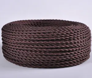 Dark brown colourful ceiling lamp braided power cord coloured textile twisted pair wire