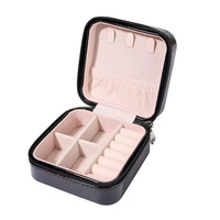 Boîte à bijoux carrée moderne en cuir avec logo personnalisé Marque Murong, fermeture éclair, étui de voyage portable pour la Saint-Valentin, rangement simple