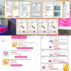 2023 Feminy Premium Flat Design Soft Silicone anello riutilizzabile disco mestruale con gambo ad anello di rimozione - Product Image 5