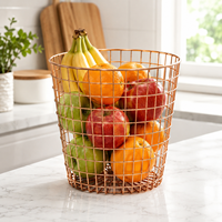 Metalen draadmandenset, ronde decoratieve opbergbak voor wasgoed, fruit, speelgoed |   Matzwart |   OEM/ODM