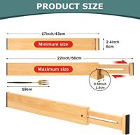 Lot de 4 organiseurs de tiroir réglables en bambou, extensibles à ressort, pour ustensiles de cuisine, commode, salle de bain, chambre, placard