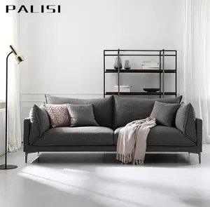 Canapé et fauteuil 3 places en tissu et cuir avec plumes, Design italien, de luxe moderne, personnalisé