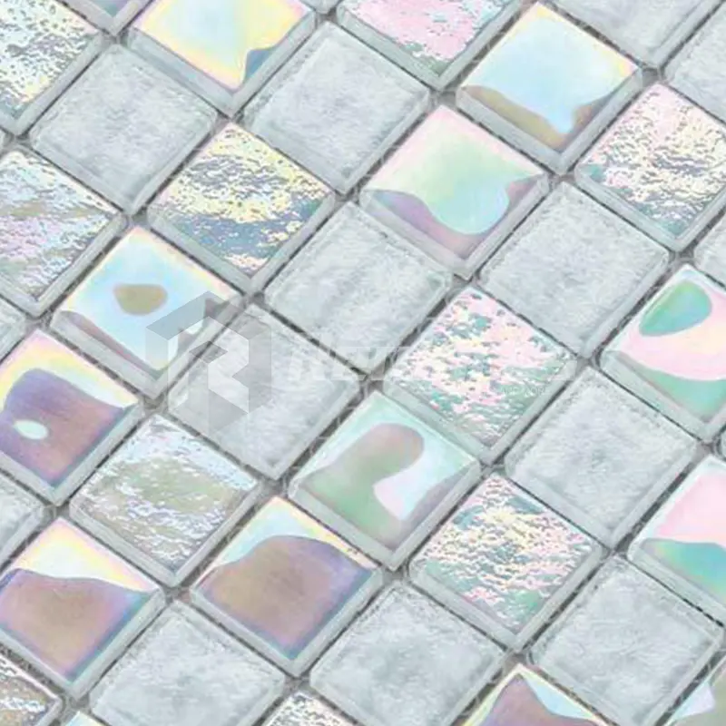 Realgres Piscina Vidro Cristal Mosaico Branco Azulejo Para Parede E Pavimento Decoração Piscina Azulejo De Mosaico De Vidro