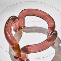 Heim Wohnzimmermöbel gehärtetes Glasplatte Acrylbeine runder Couchtisch luxuriöser moderner klarer Teetisch