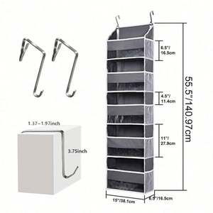 Organizador de Pared Anticaídas con Bolsillos Laterales, Bolsas de Malla, Ganchos de Plástico, Metal y Hierro para Armario, Cesta de Almacenamiento - Product Image 1