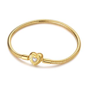 MULA Golden Series - Silver 925 14K Gold Plated <span class=keywords><strong>Love</strong></span> Heart Charm Bracelet Zircon Classic Wedding Gift para fiestas de aniversario - Product Image 1