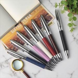 High Quality 1.00mm Custom Logo Twisted Metal Leather Novelty Design Business Advertising Ballpoint <b>Pen</b> for Writing Gift Giving - Product Image 3