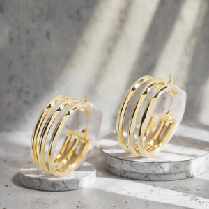 Fine Jewelry 925 Sterling <b>Silver</b> Unisex <b>Earrings</b> 18K Gold Plated Princess Cut Zircon Simple Geometric Hoop <b>Huggies</b> Trendy - Product Image 3