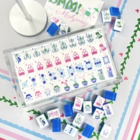 Nouvelles Tuiles de Mahjong Américain en Acrylique Gravées au Laser Thème Chiot Bleu 2026, Style Lignage Double Couche, Boîte en Carton pour 4 Joueurs