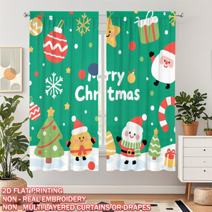 Rideau occultant moderne COSENNATUR en polyester brossé à imprimé numérique de Noël, avec passe-tringle, 150 g/m², pour toutes les saisons, idéal pour la maison et les fêtes. - Product Image 3