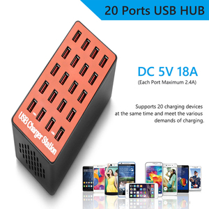 Soporte de estación de carga USB de escritorio de 20 puertos con cargador de carga rápida de 80W 16A QC2.0 para teléfono/6/6s/<span class=keywords><strong>7</strong></span> <span class=keywords><strong>Plus</strong></span> y adaptador de teléfono iPad - Product Image 5