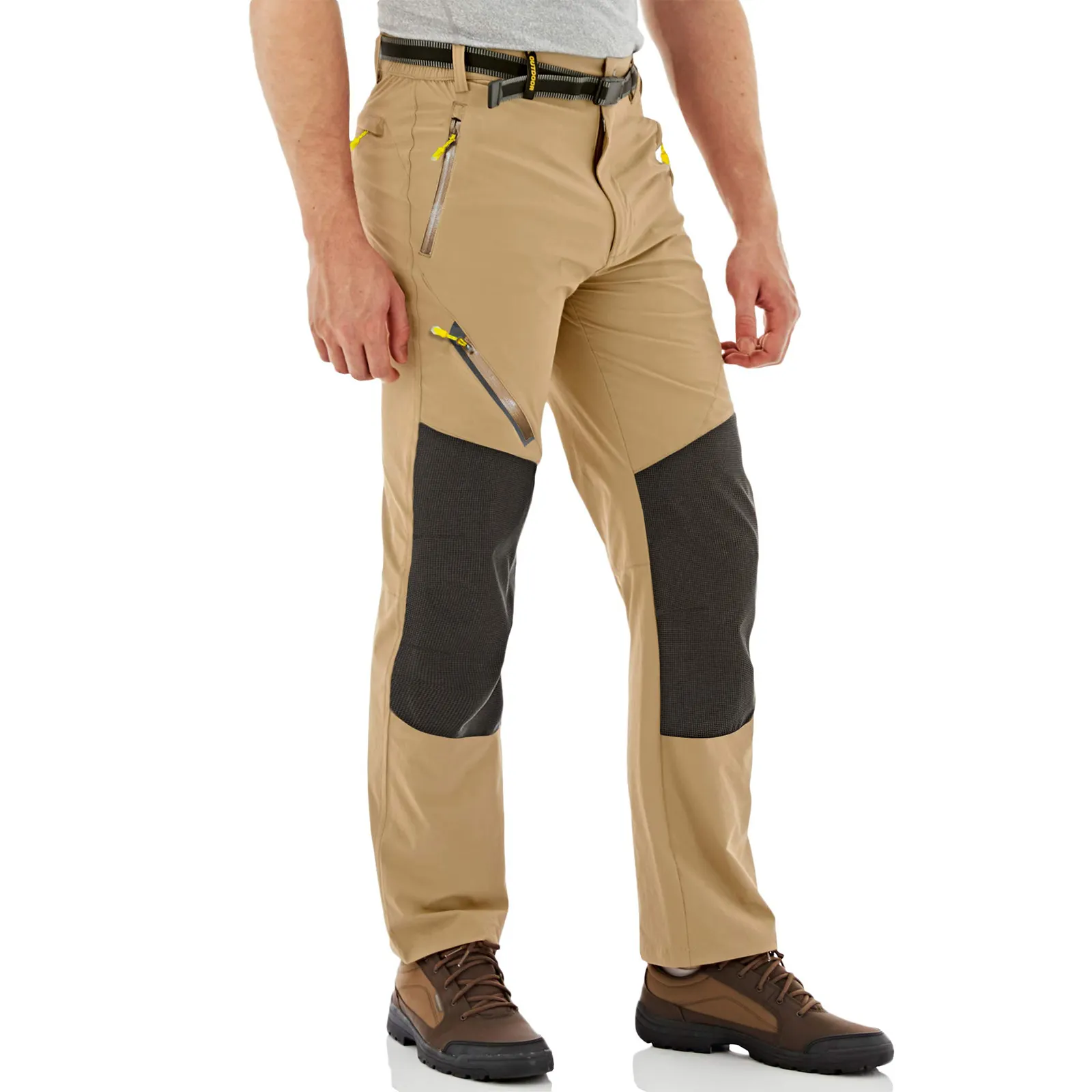 Pantaloni da uomo pantaloni tattici con cerniera tasca da montagna pantaloni da corsa escursionismo lavoro arrampicata Casual