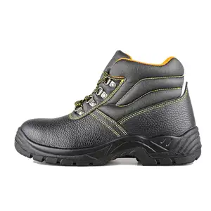 Grosir sepatu bot pria PU anti selip, Sepatu keamanan, sepatu plat baja atas, kulit asli, kualitas bagus, sepatu bot pria untuk pekerja