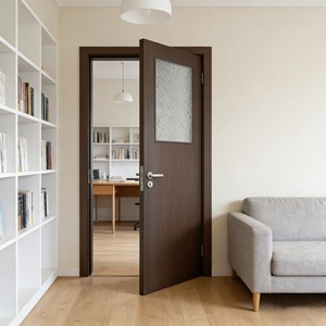 Puerta de Apartamento HPL Resistente al Viento con Acabado de Superficie, Puerta Interior Moderna de Vidrio Esmerilado de Primera Calidad para Hoteles Residenciales - Product Image 3