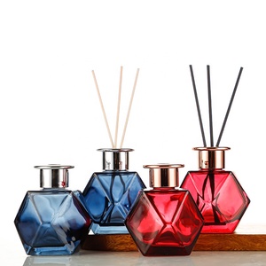 New Design Luxury Empty Amber Pink Green Round Reed Diffuser Glass Bottle With Caps Packaging
