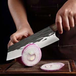 Couteau de chef japonais forgé Kiritsuke 8'' style Damas, lame en acier inoxydable 5Cr15mov, manche en bois de santal rouge, écologique - Product Image 3