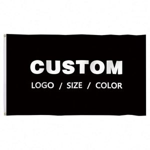 Factory Wholesale 100D Polyester Digital Printing Good Quality Black Custom Flags <b>Banners</b> - Product Image 1