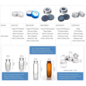 Kıvrım üst alüminyum kap PTFE butil silikon Septa kauçuk tıpalar cam 20mm GC Headspace Lab flakon yoluyla WEIAI reaktif penisilin - Product Image 6