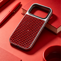 Coque de protection esthétique ornée de bijoux pour iPhone 15 Pro Max, cadre brillant électroplaqué, coque rigide en PC anti-chute, éclat effet diamant
