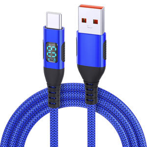 Câble de données USB vers USB-C tressé en nylon avec affichage numérique LED 60W PD, 1m, 2m, 3m – Accessoires de téléphone, câble de charge – Vente en gros - Product Image 1