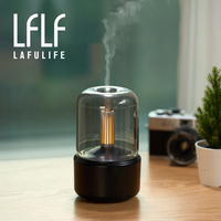 Diffuseur d'huiles essentielles à la lumière des bougies, humidificateur d'air portable de 120 ml, brumisateur à vapeur froide, 8 à 12 heures avec lumière LED nocturne