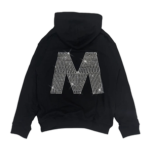 Hoodie à strass coupe classique en coton mélangé, vente en gros, fournisseur OEM de streetwear, idéal pour l'hiver - Product Image 2